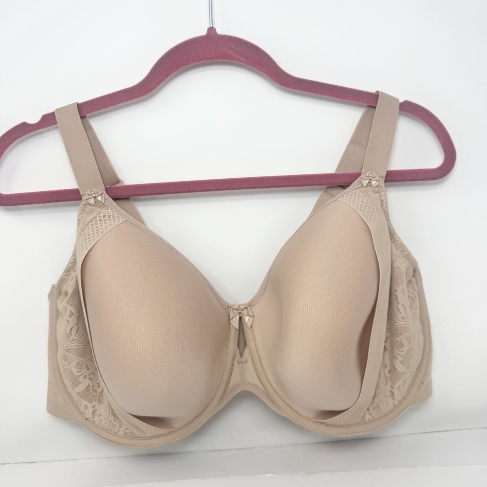 Elomi Nerina Underwire Bra Size 42I Stretch Plunge Sahara Beige Smooth Lace